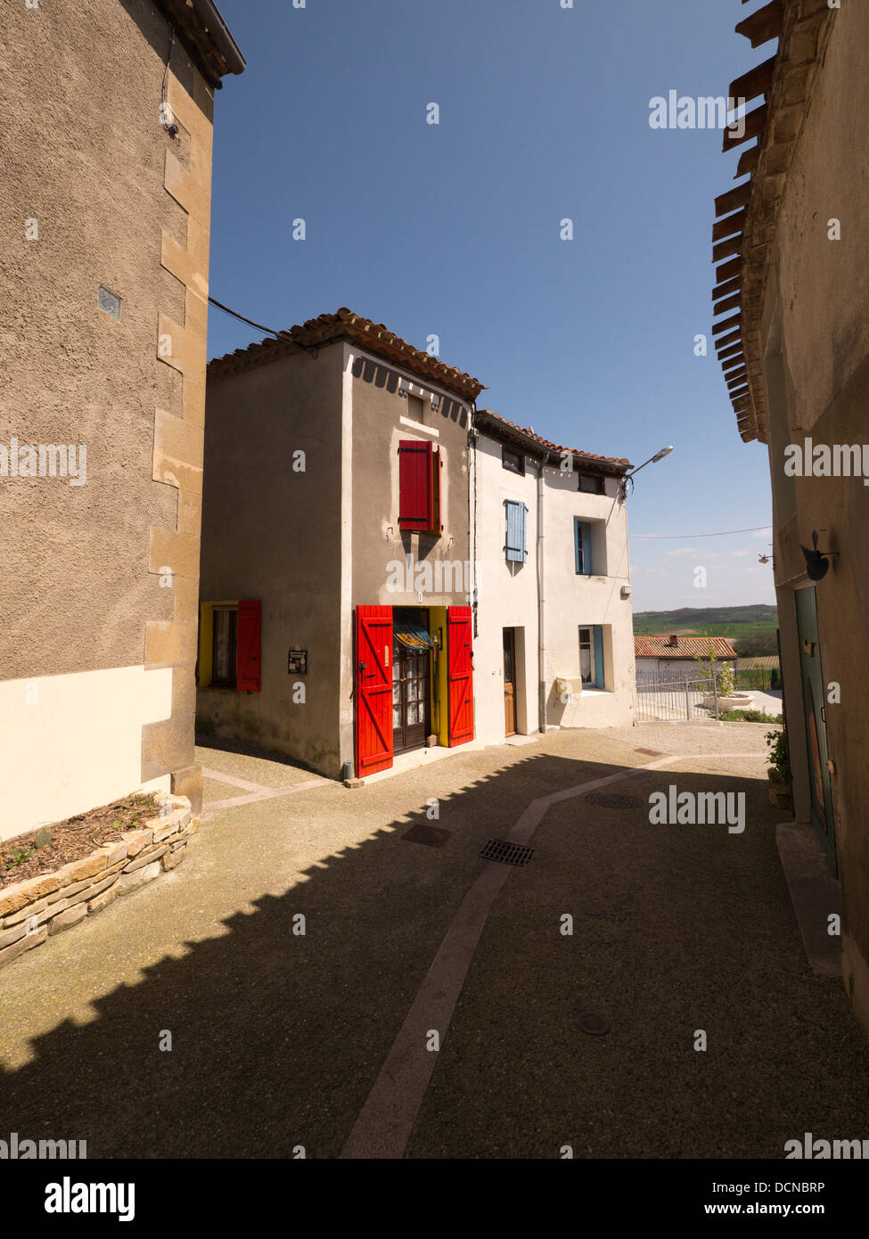 Colourful houses in the French hilltop village of BellegardeduRazes