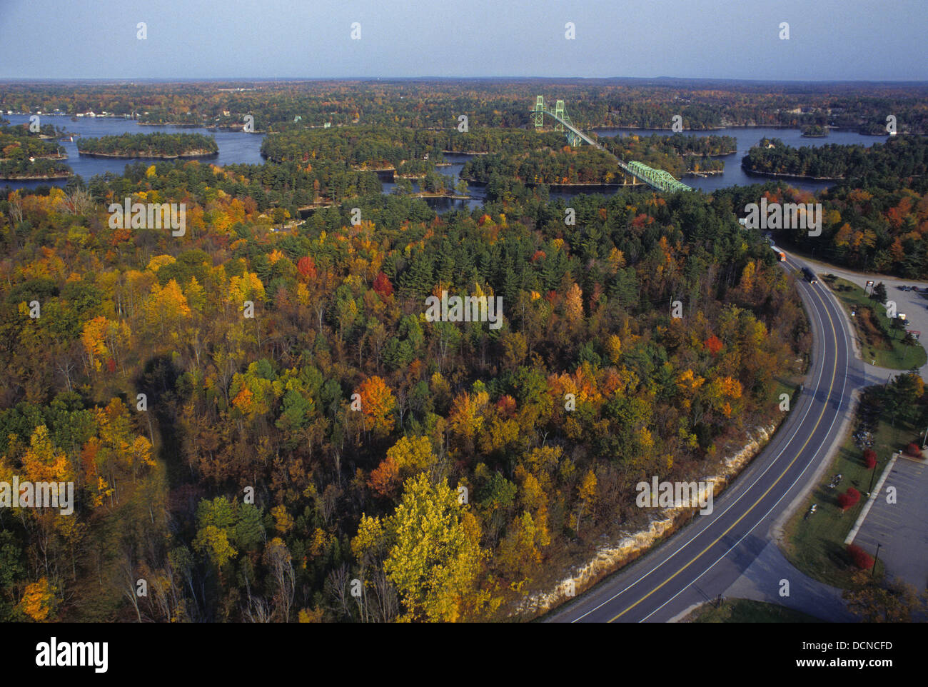 Thousand Islands aerial view in autumn, near Kingston, Ontario, Canada