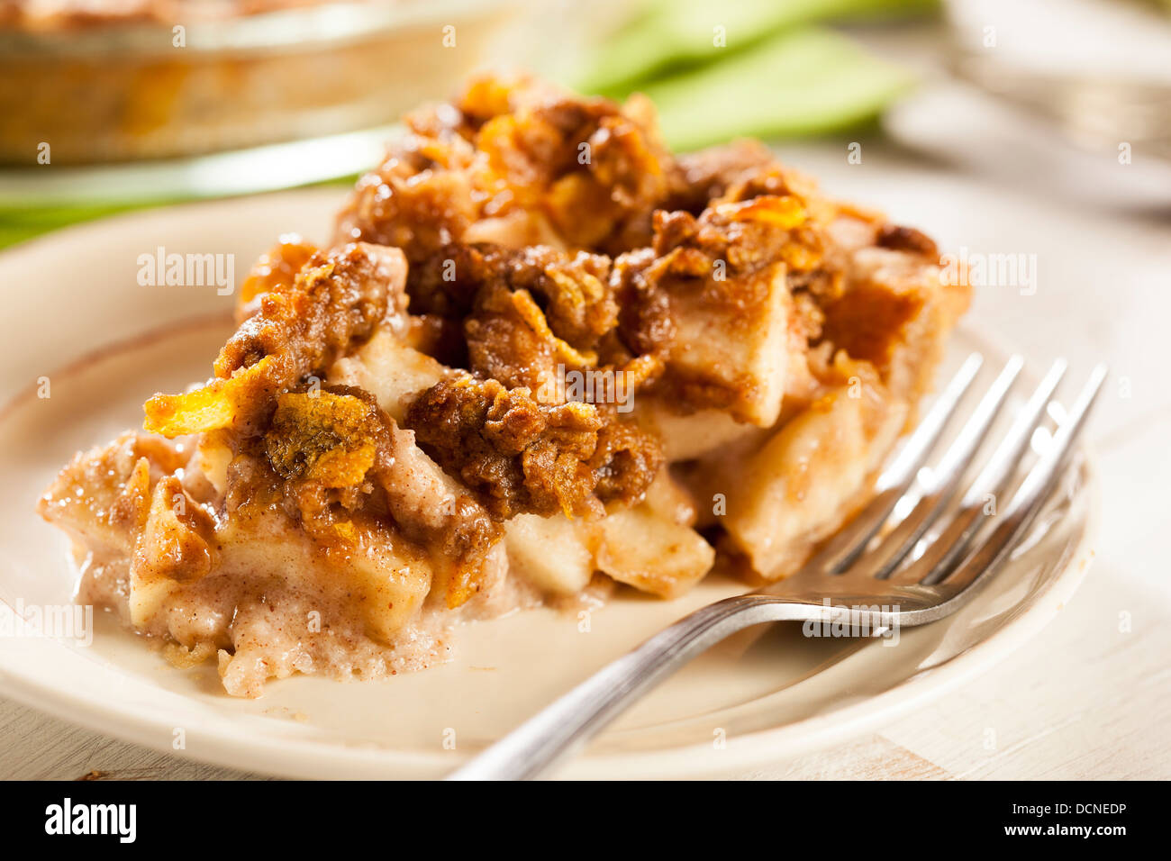 Homemade Apple Pie Dessert with a Crumble Top Stock Photo