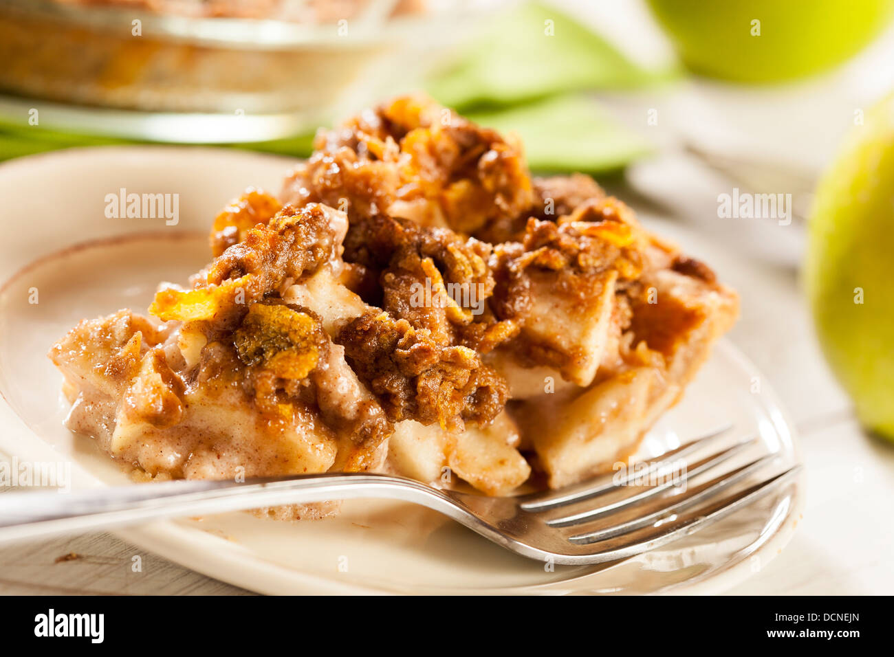 Homemade Apple Pie Dessert with a Crumble Top Stock Photo
