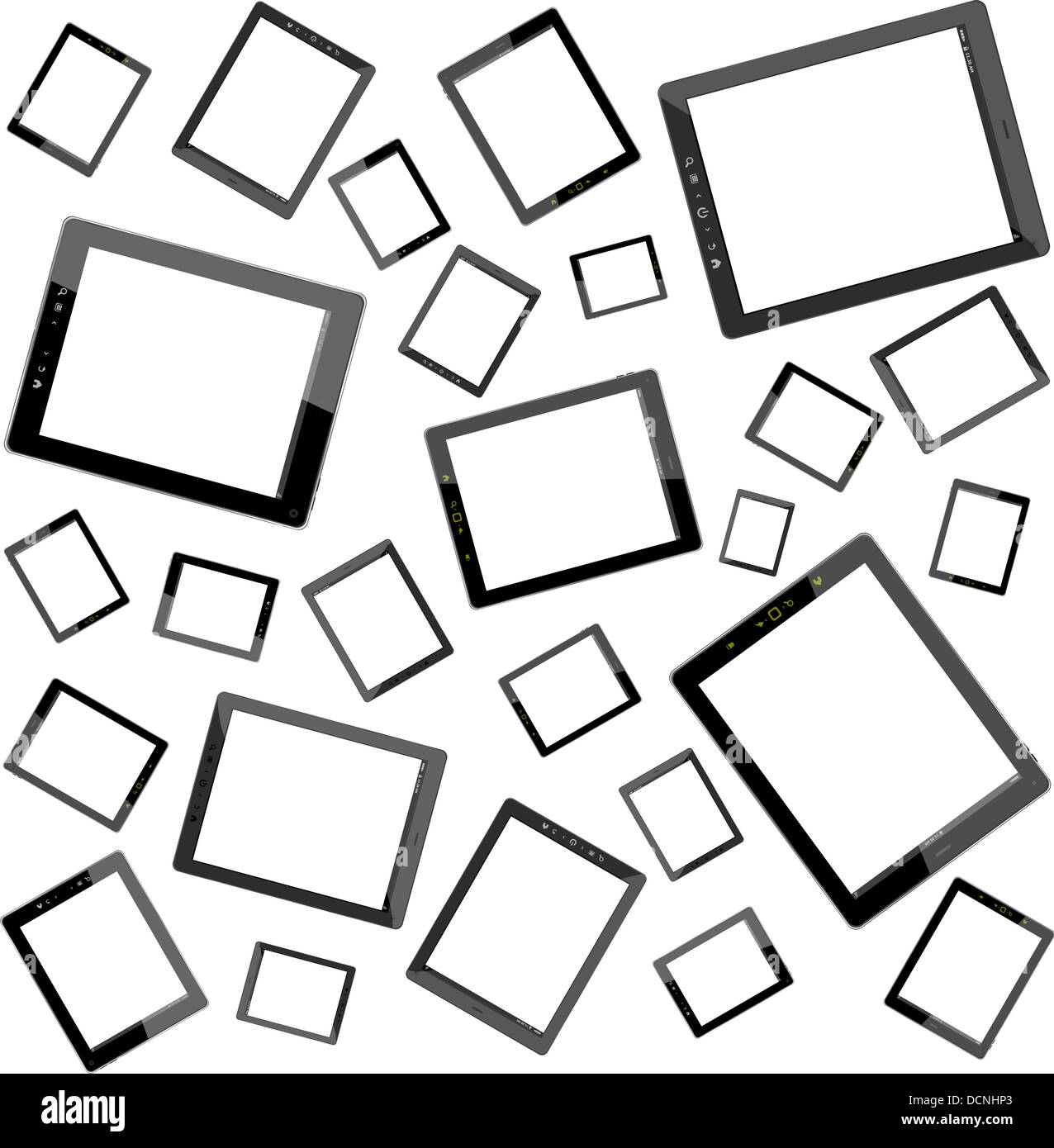 Tablet PC set isolated on white background. seamless pattern Stock ...