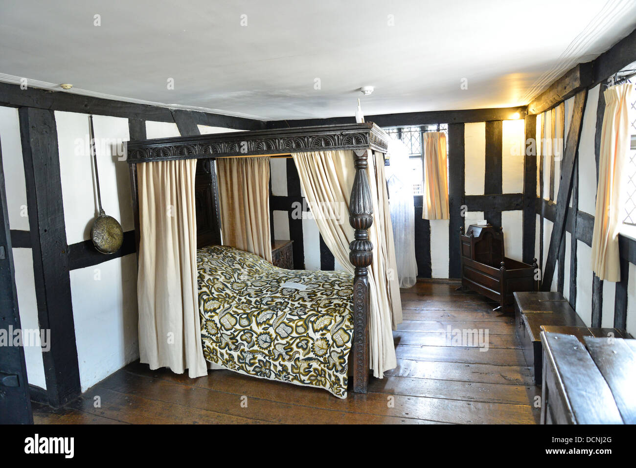 Bedroom at 17th Century The Old House, High Town, Hereford, Herefordshire, England, United Kingdom Stock Photo