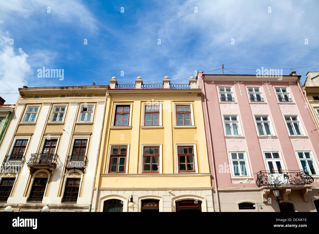 colorful buildings on Rynok Square in Lviv Stock Photo - Alamy