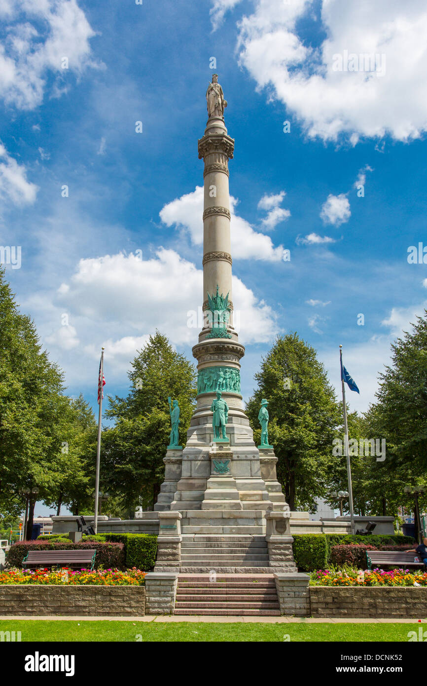 Civil War monument, titled Soldiers and Sailors in Lafayette Square in the city of Buffalo New York United States Stock Photo