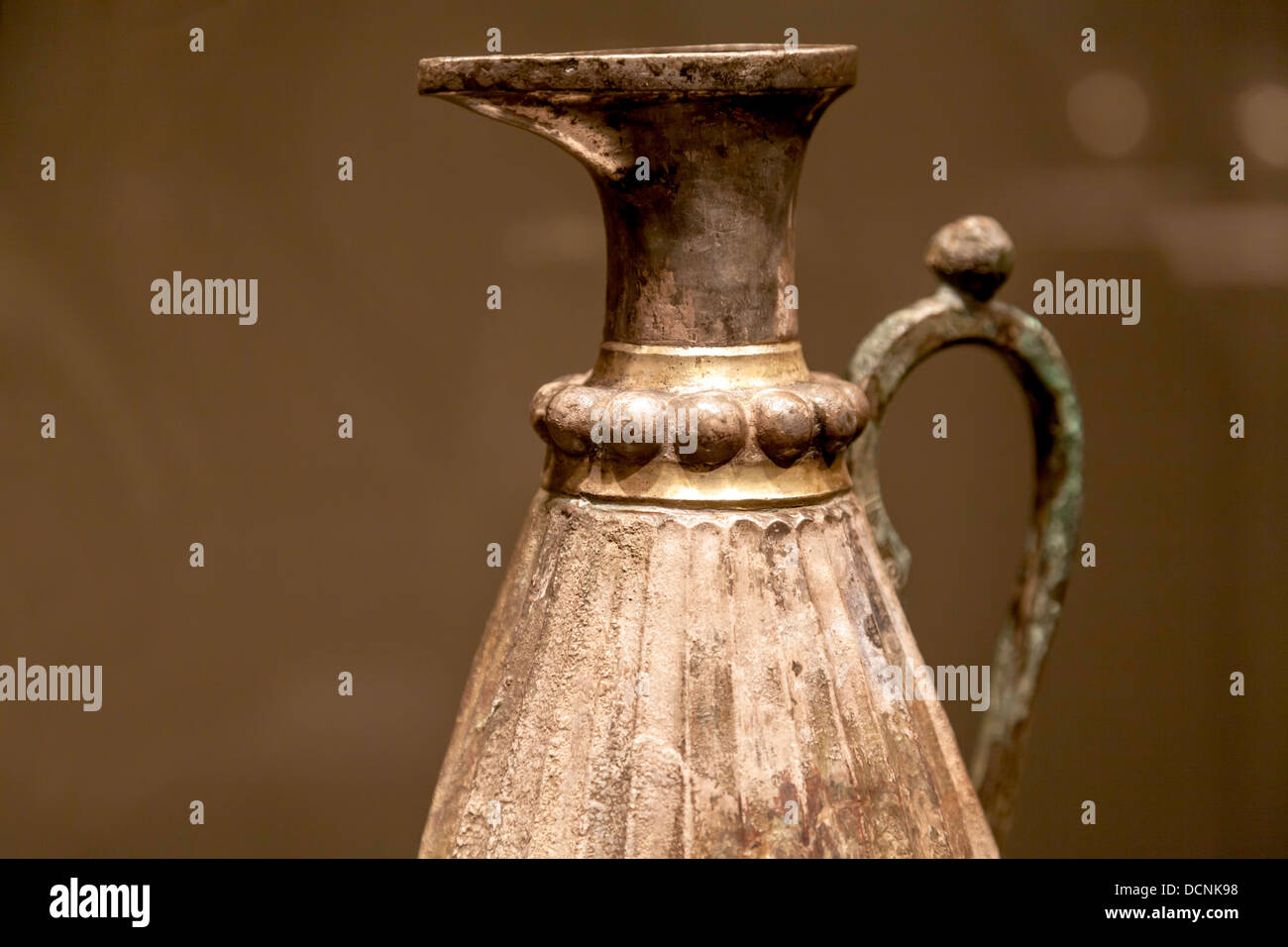 Iranian silver and gilt fluted ewer, Sasanian period 6th-7th century CE. Stock Photo