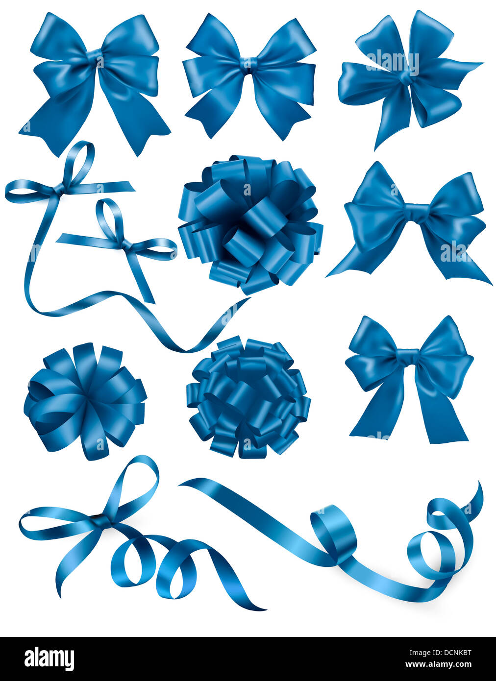 Big set of gift bows with ribbons. Vector illustration Stock Photo - Alamy