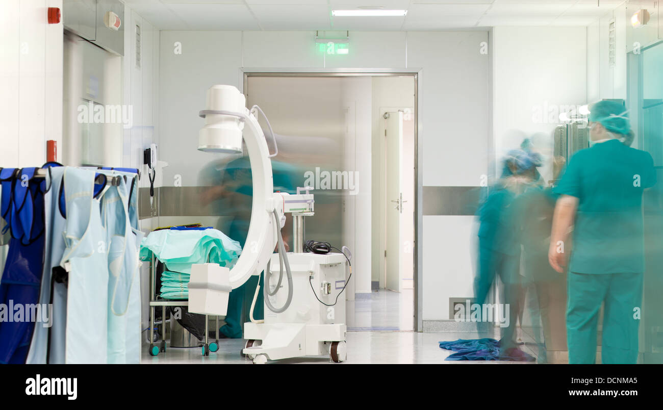 Mobile XRay hospital surgery corridor Stock Photo Alamy