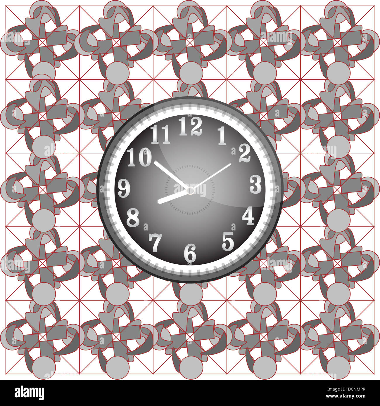 Abstract background pattern with modern wall clock Stock Photo - Alamy