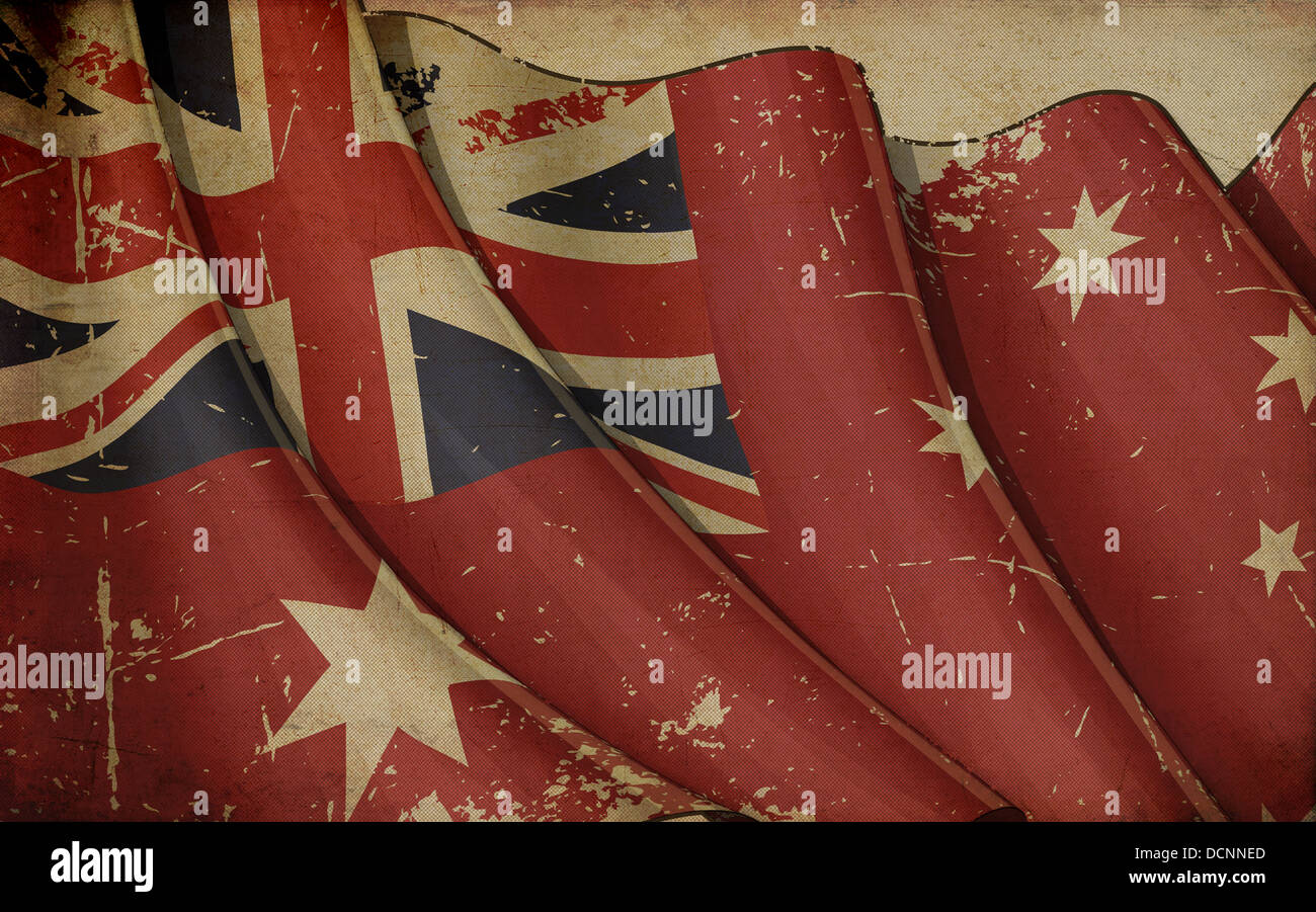 Australia Red Ensign Old Paper Stock Photo