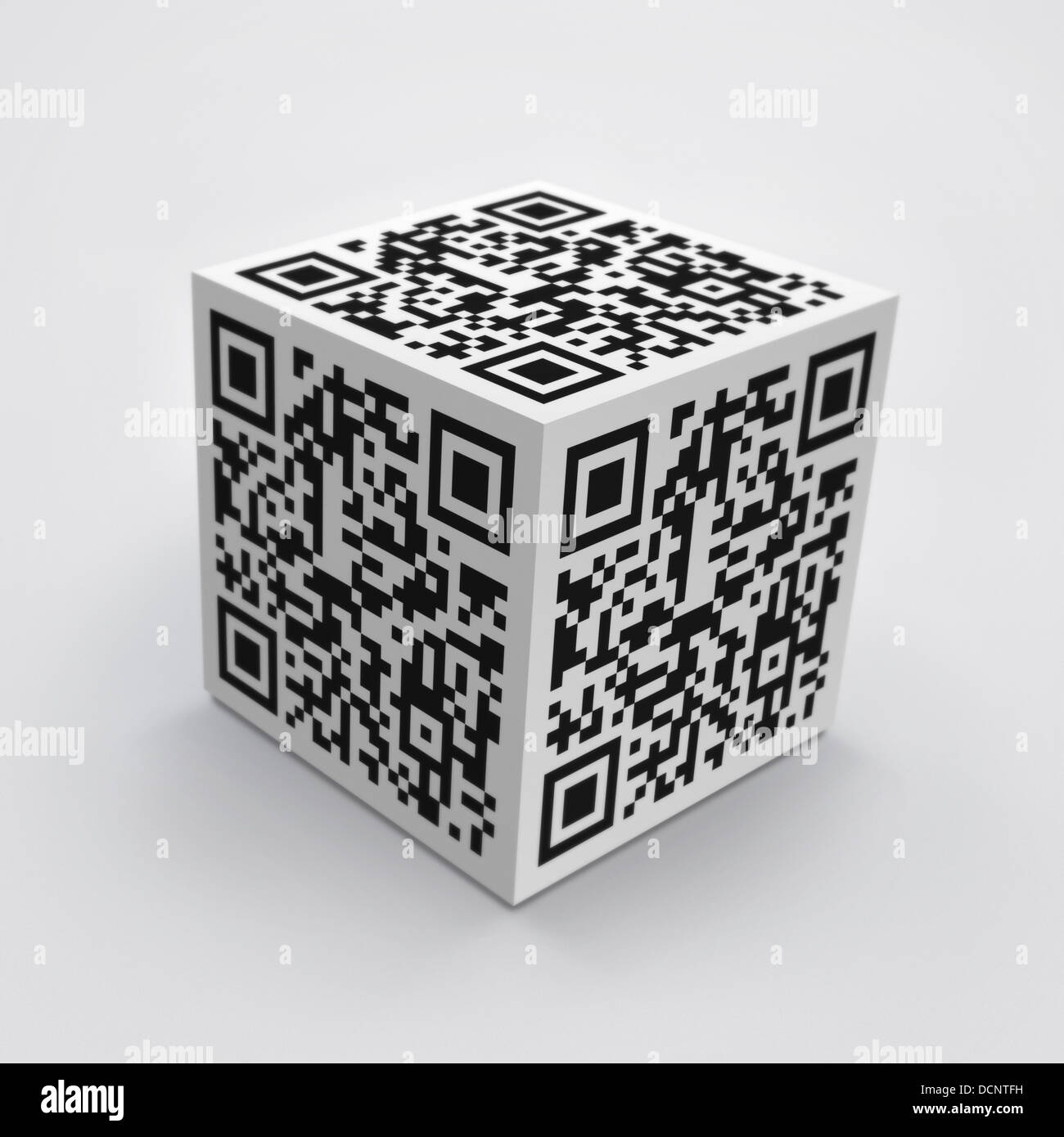 3D cube with QR code Stock Photo