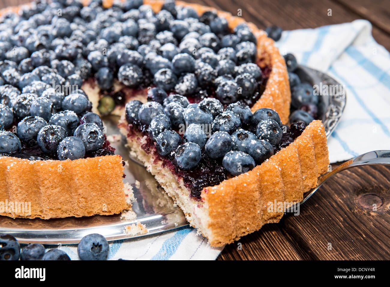 Delicious Blueberry Tart with fresh fruits Stock Photo