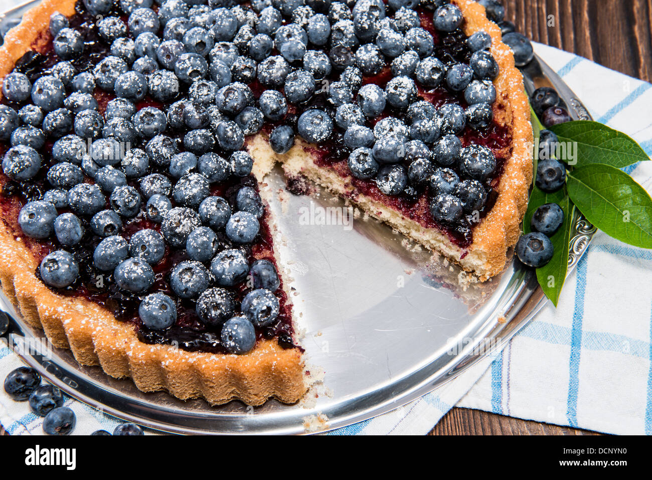Delicious Blueberry Tart with fresh fruits Stock Photo
