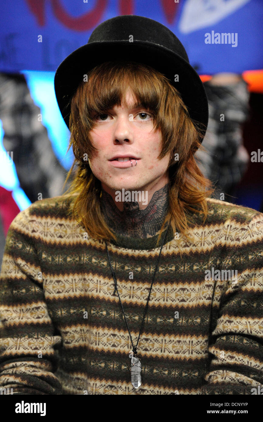 Christofer Drew  'Never Shout Never' appear on Much Music's New.Music.Live promoting their latest album 'Time Travel'.  Toronto, Canada - 27.10.11 Stock Photo