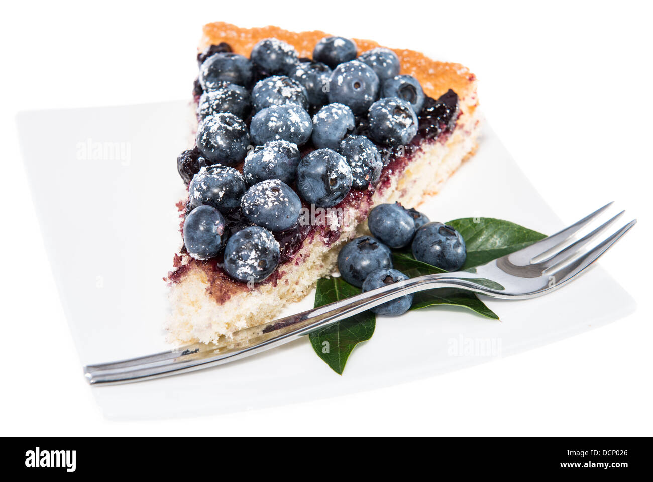 Blueberry Tart made with fresh fruits isolated on white background Stock Photo