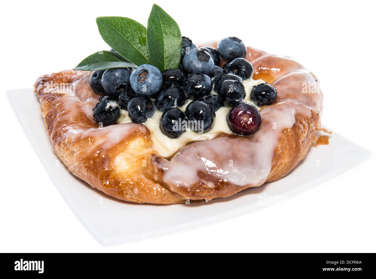 Blueberry Tart isolated on white background Stock Photo