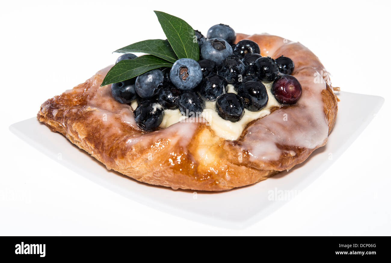 Blueberry Tart isolated on white background Stock Photo