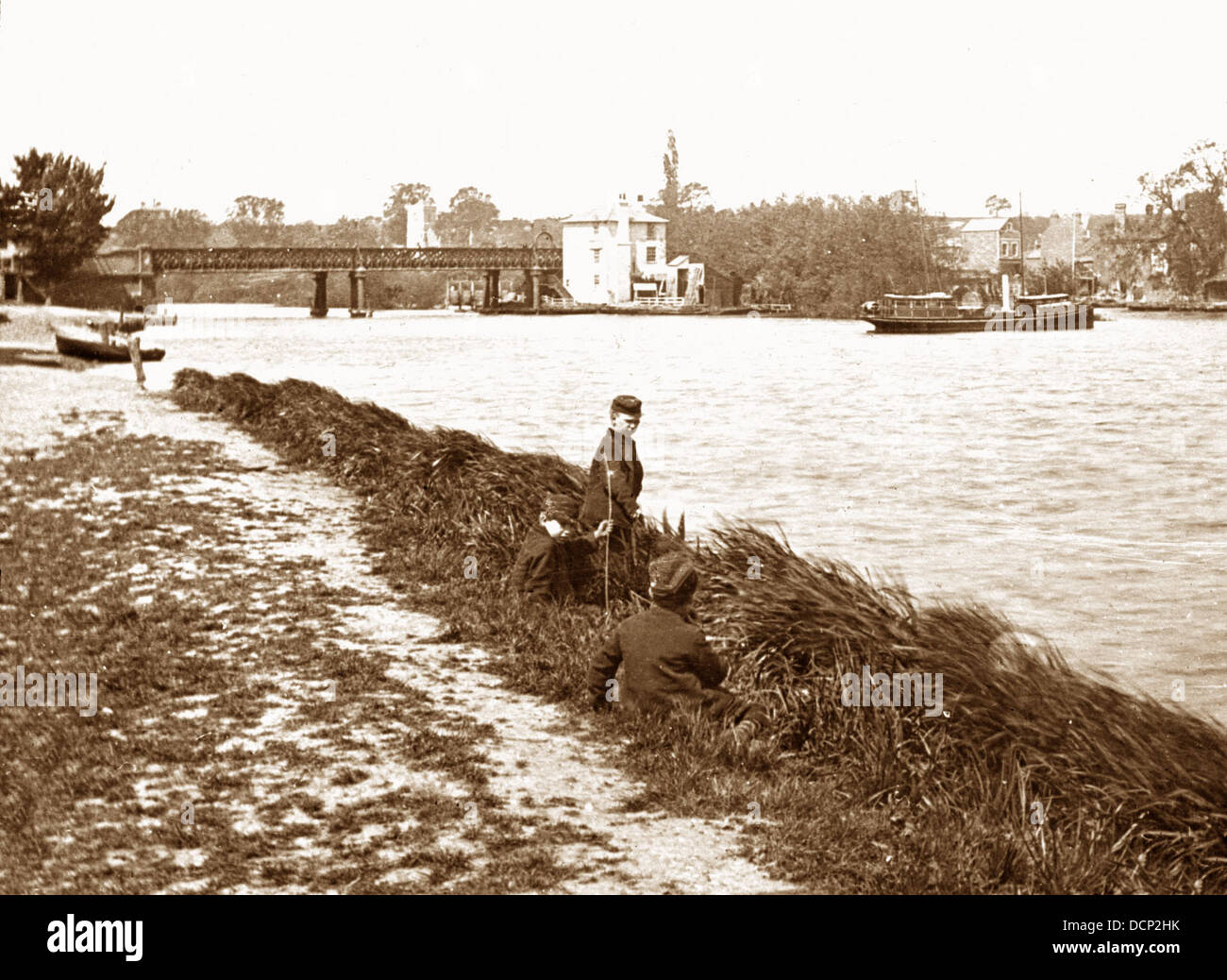 Caversham Bridge River Thames Victorian period Stock Photo