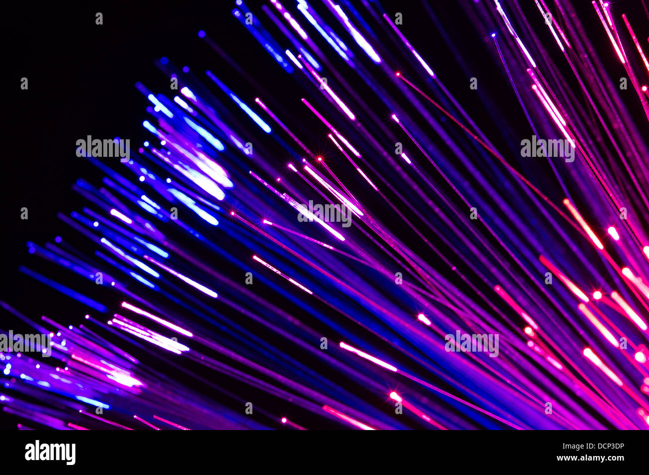 fiber optic light communication cable means of high volume of digital data stream information info Stock Photo