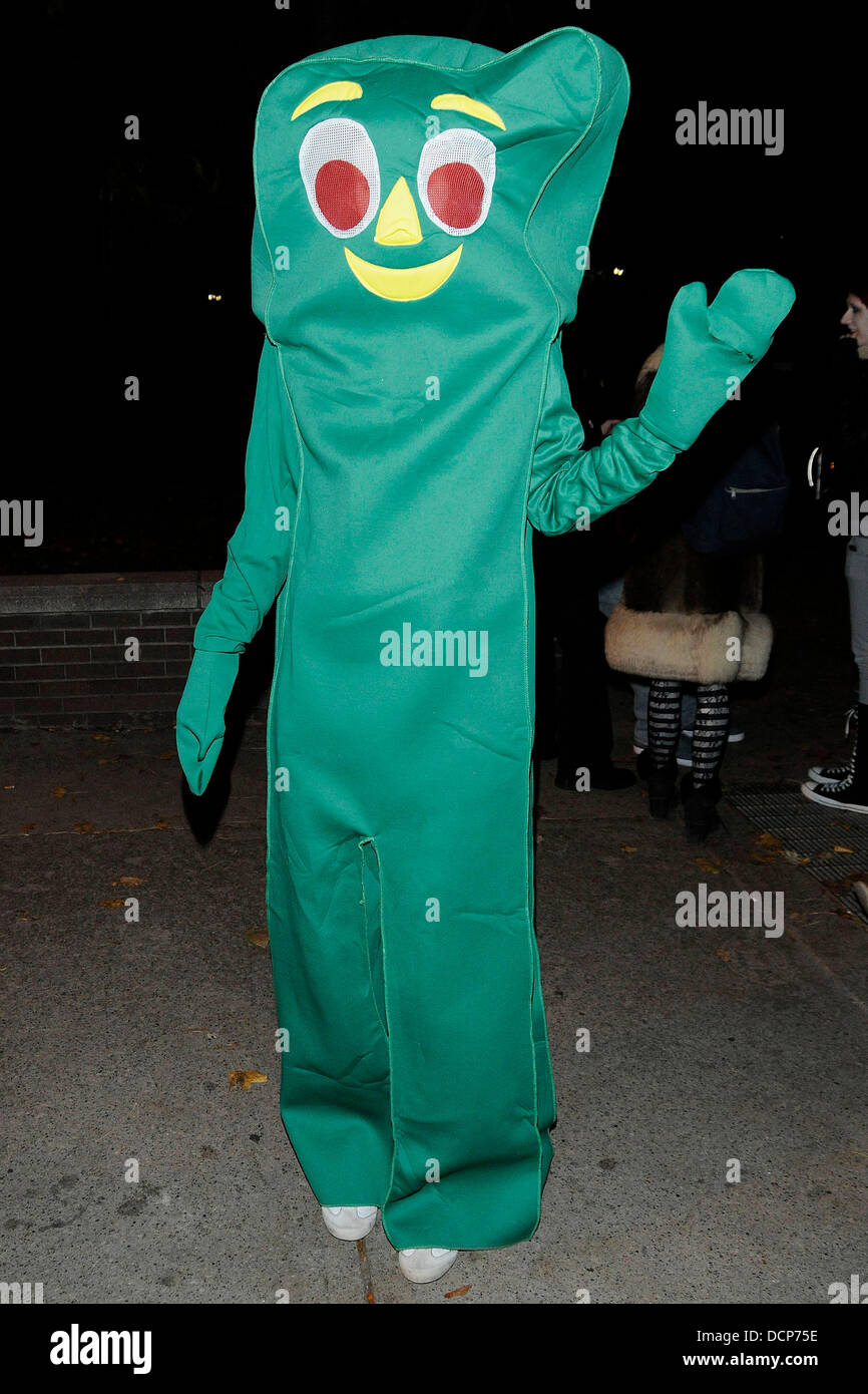 Gumby costume  Annual Halloween on Church Street - The Block Party Toronto, Canada - 31.10.11 Stock Photo