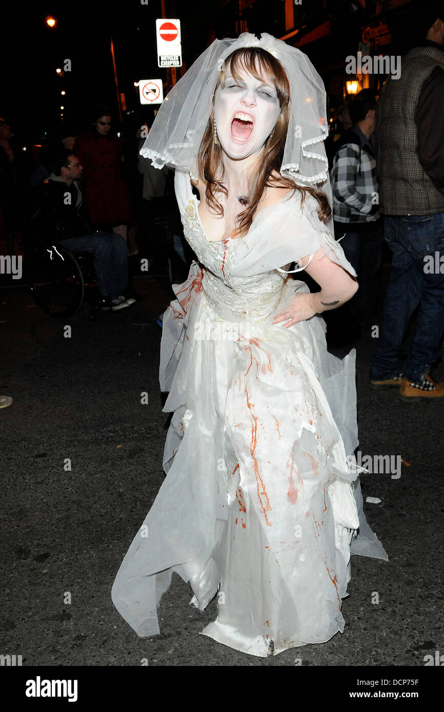 Zombie Corpse Bride costume  Annual Halloween on Church Street - The Block Party Toronto, Canada - 31.10.11 Stock Photo