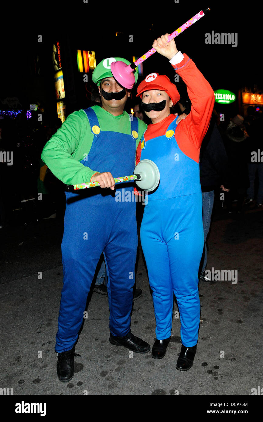Luigi and Mario costumes Annual Halloween on Church Street - The Block  Party Toronto, Canada - 31.10.11 Stock Photo - Alamy