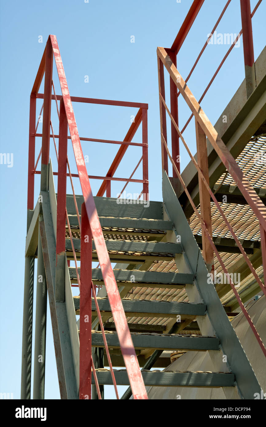 metal, architecture, building, industry, staircase, industrial, factory, stair, stairway, steel, steps, up, wall, climb, constru Stock Photo