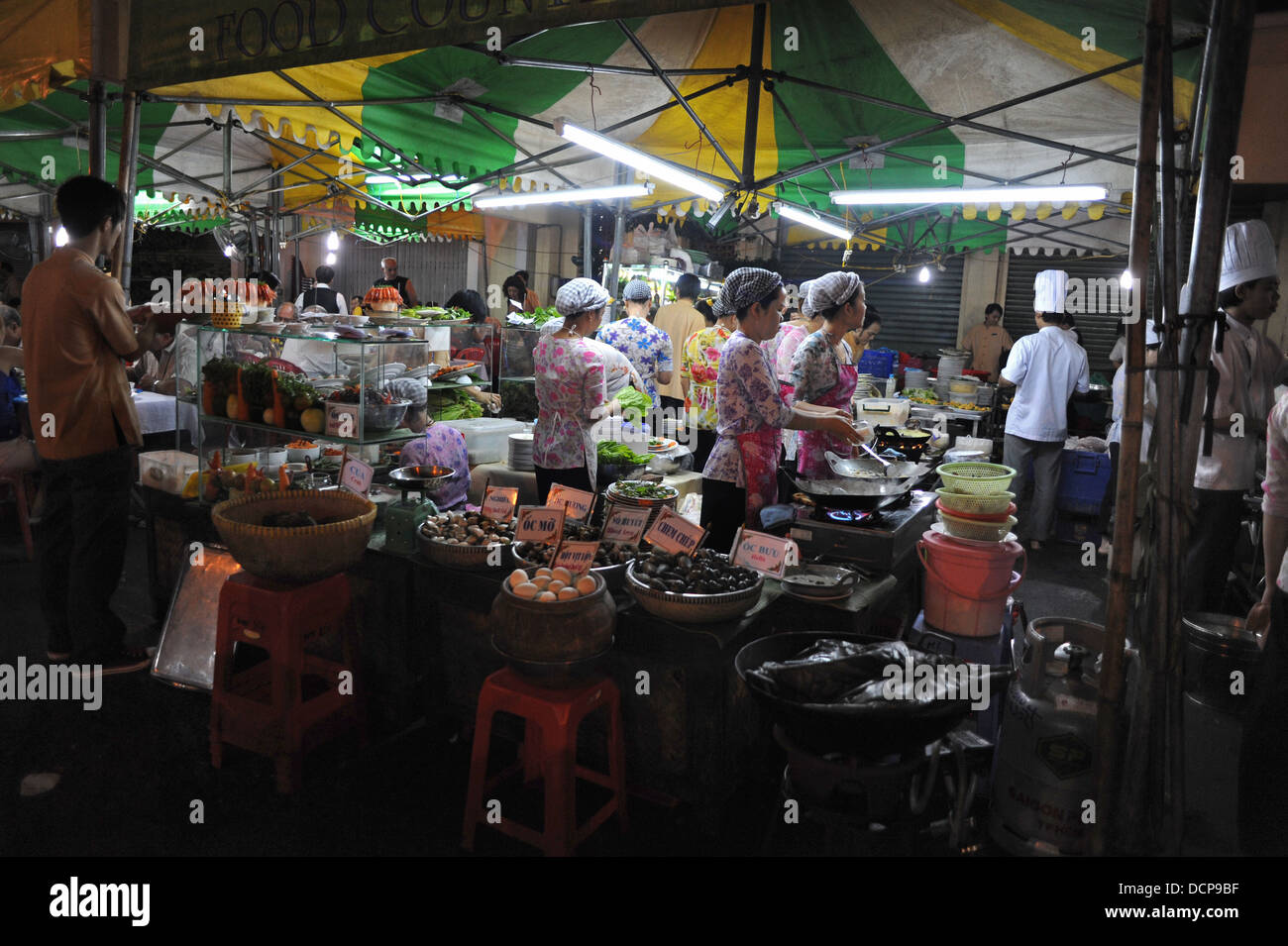 Night market in Ho Chi Minh CIty (Saigon), Vietnam. Stock Photo