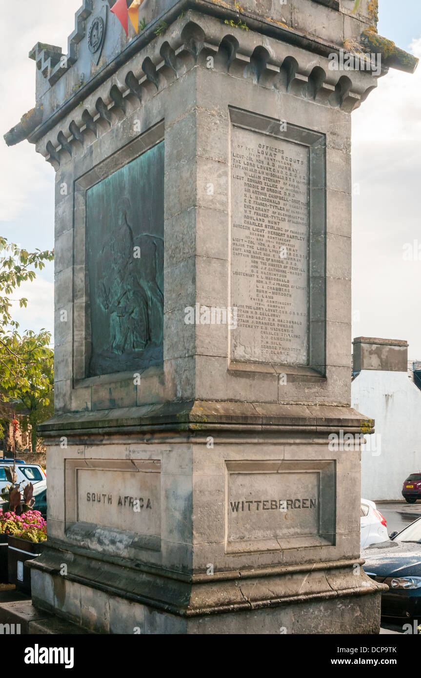 The War Memorial in Beauly, Inverness, Scotland commissioned by Lord Lovat for the Lovat Scouts after the Boer War Stock Photo