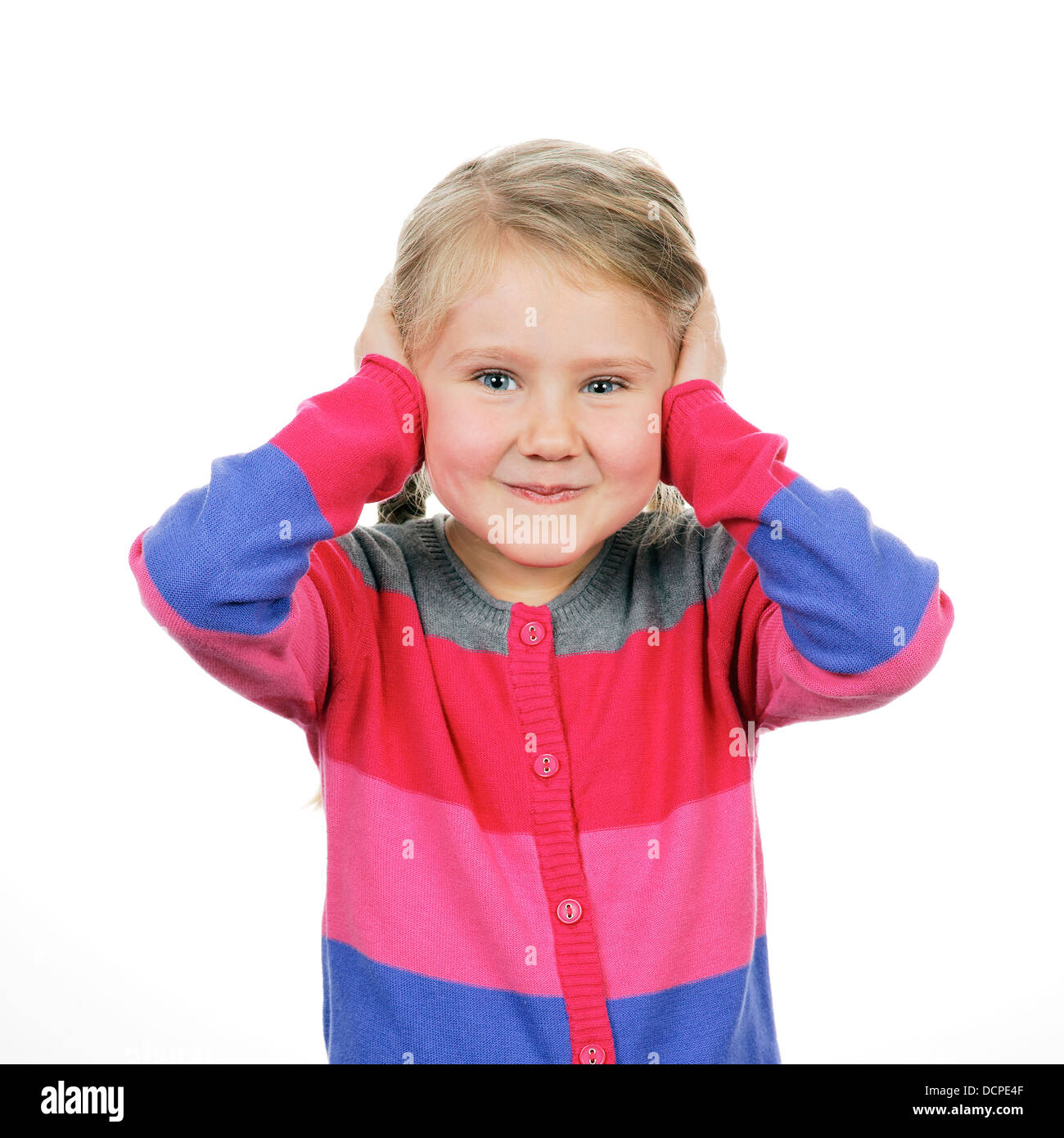 girl covering her ears Stock Photo Alamy