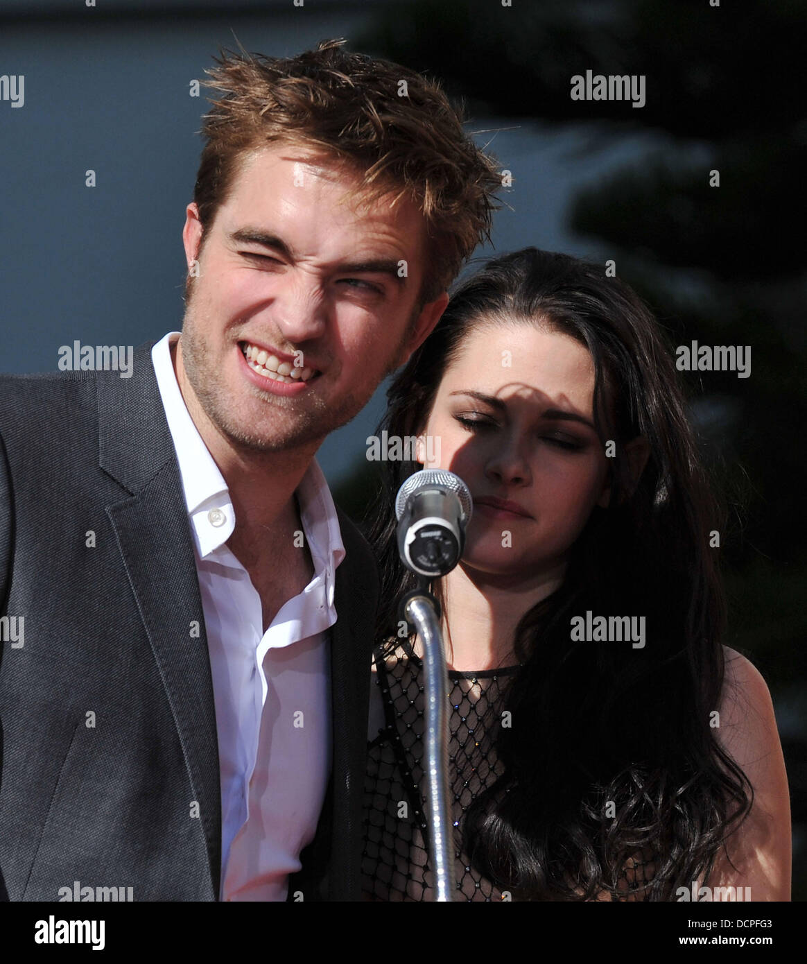 Robert Pattinson + Kristen Stewart + Taylor Lautner  Stars of 'The Twilight Saga' films are honoured with a Hand and Footprint Ceremony outside Grauman's Chinese Theatre  Los Angeles, California - 03.11.11 Stock Photo