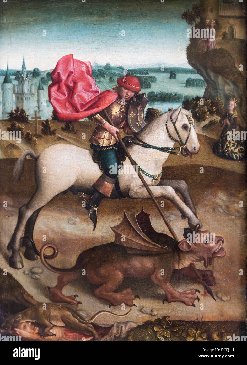 15th century  -  Saint George fighting the Dragon, end of the 15 century Philippe Sauvan-Magnet / Active Museum Stock Photo