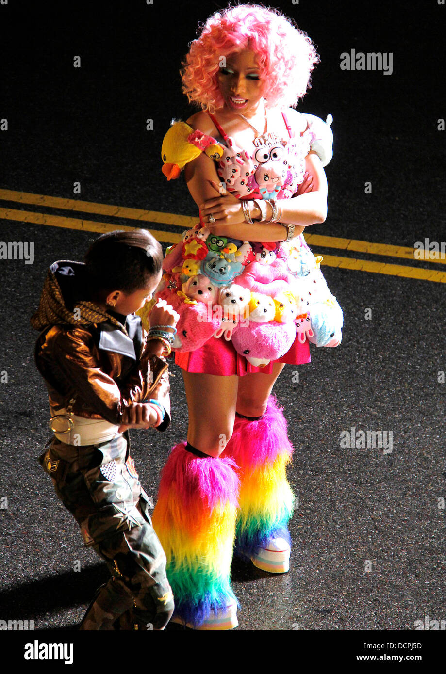 Nicki Minaj and Willow Smith The set for the music video of 'Fireball