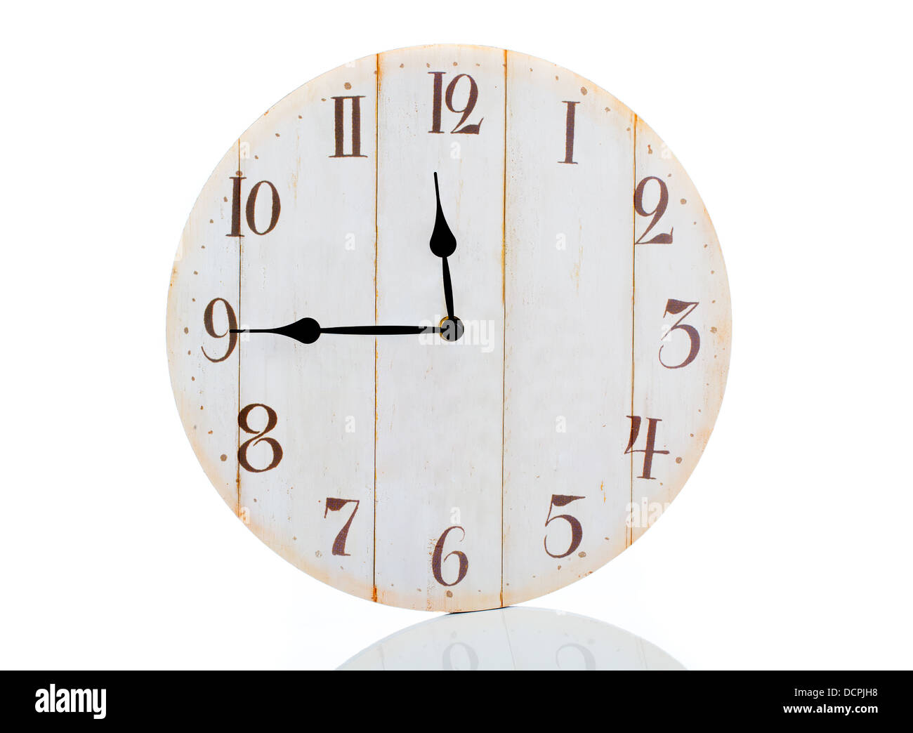 Old wall clock isolated on white Stock Photo Alamy