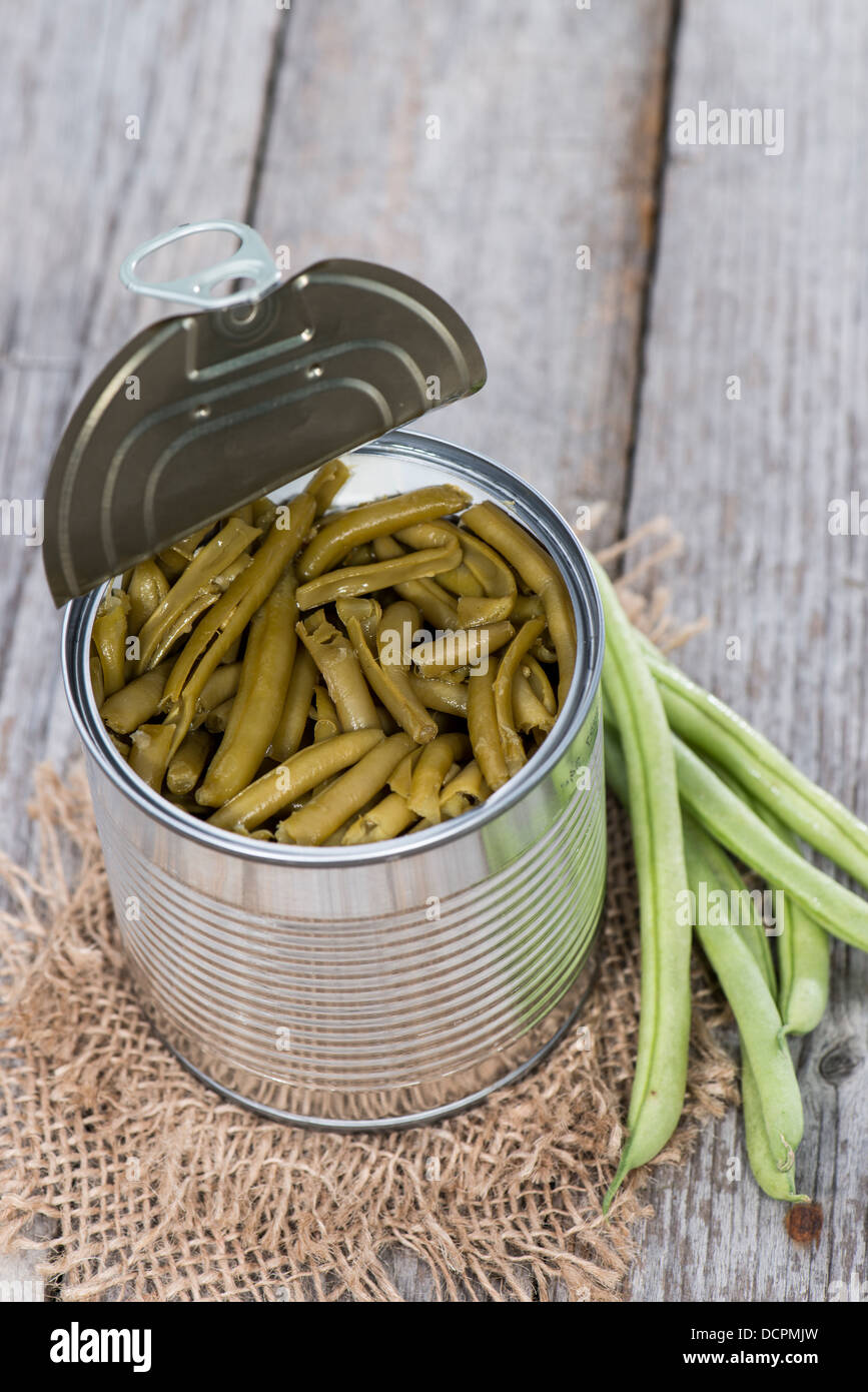 Pickled green Beans in a can Stock Photo Alamy