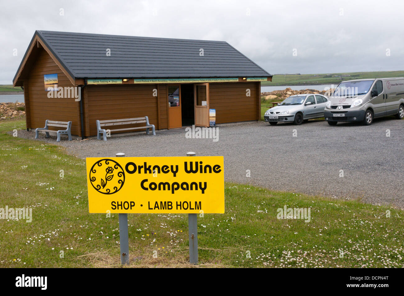 The retail shop of the Orkney Wine Company on Lamb Holm. Stock Photo