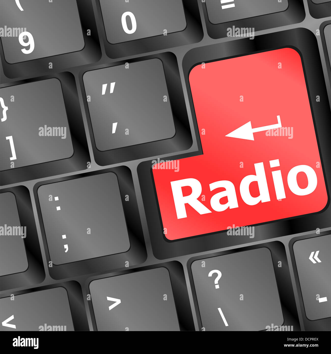 Radio button on a black computer keyboard Stock Photo Alamy