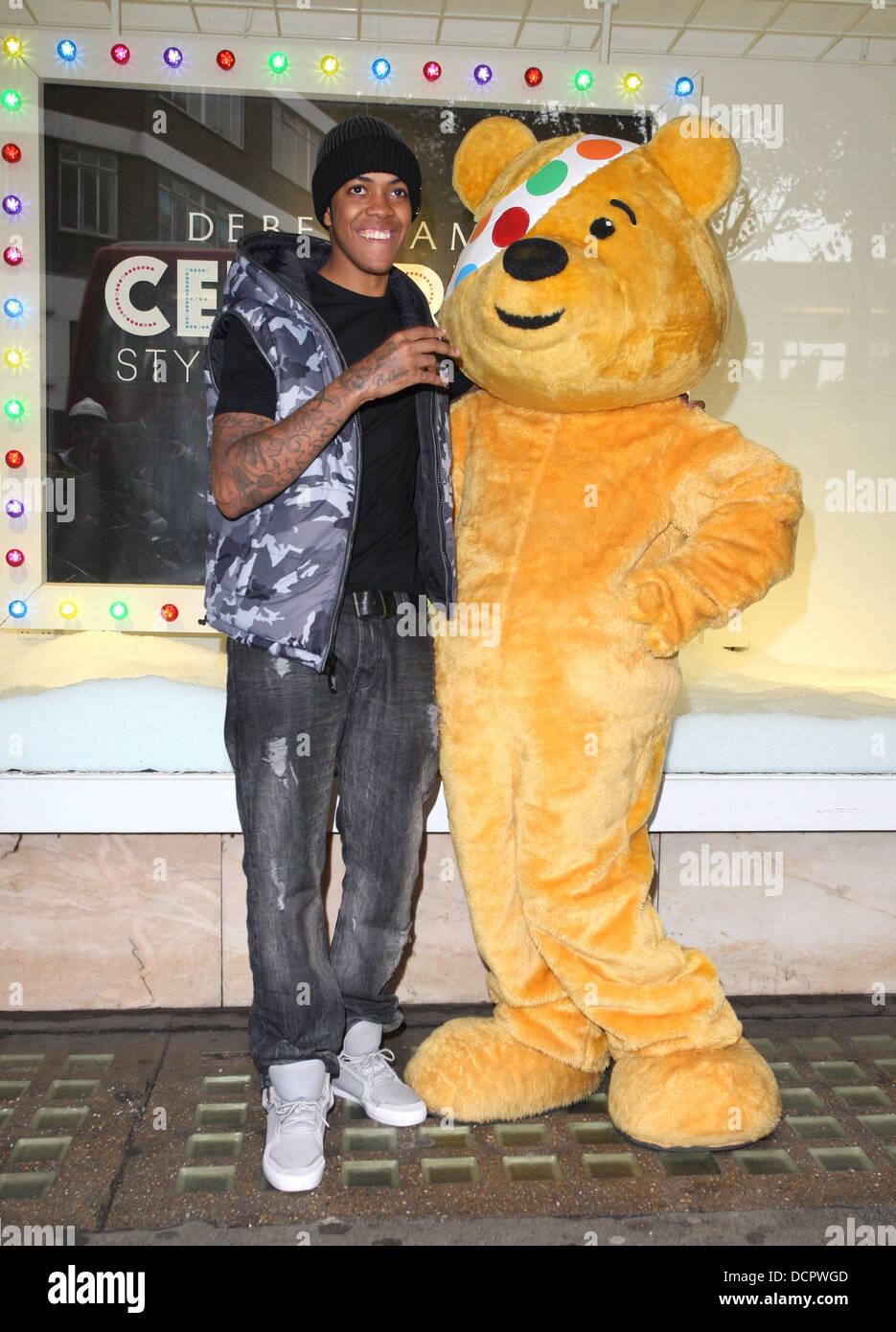 Chipmunk celebrates the launch of his fashion range for the BBC Children in Need Celebrity Style challenge at Debenhams  London, England - 09.11.11 Stock Photo