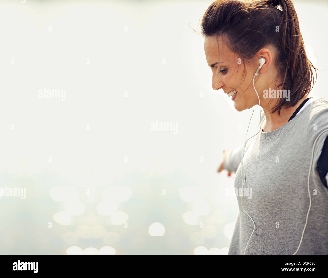 Closeup of a female runner smiling Stock Photo