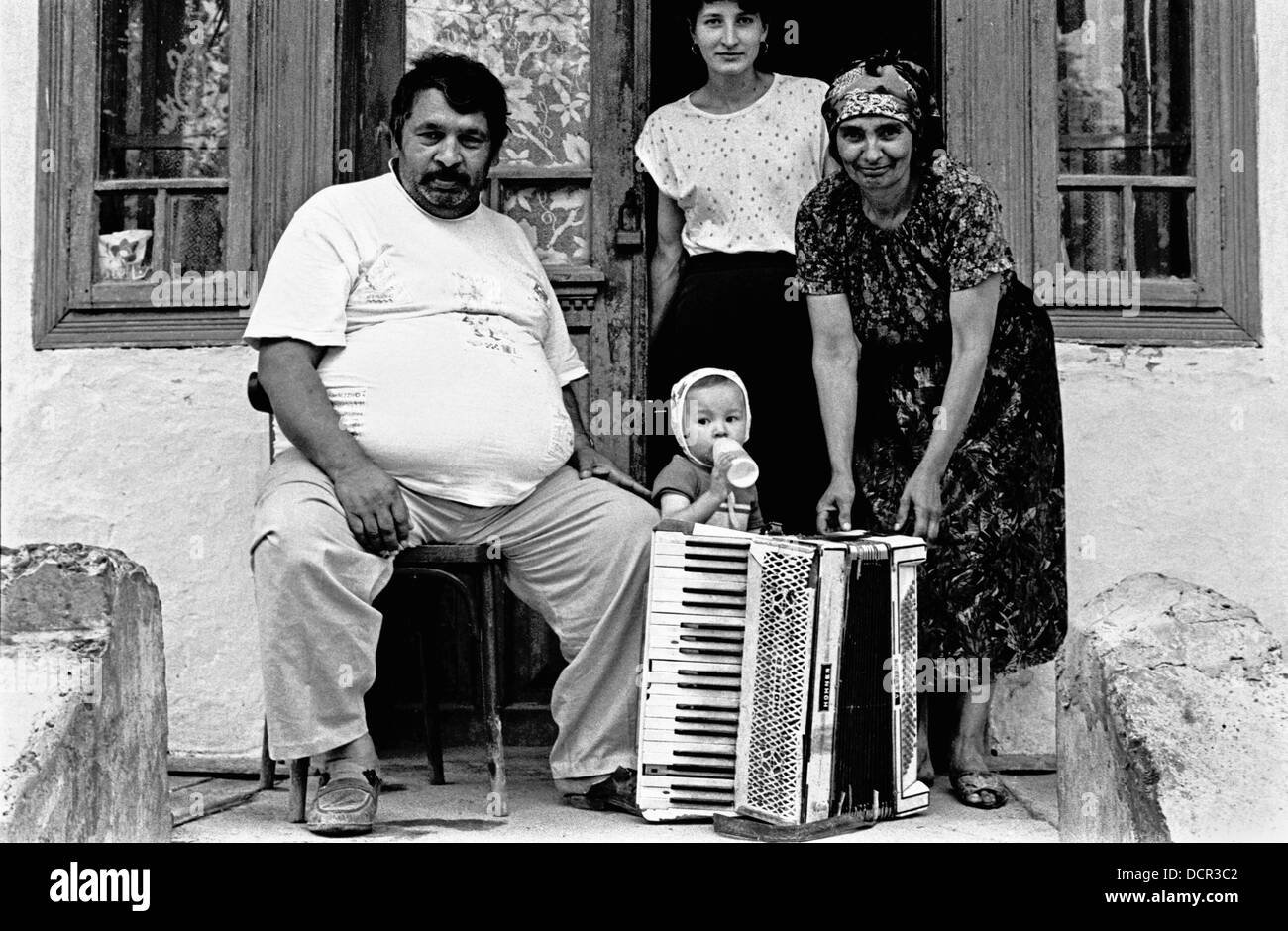 Roma family in Valea Seaca village Bacau Romania Stock Photo