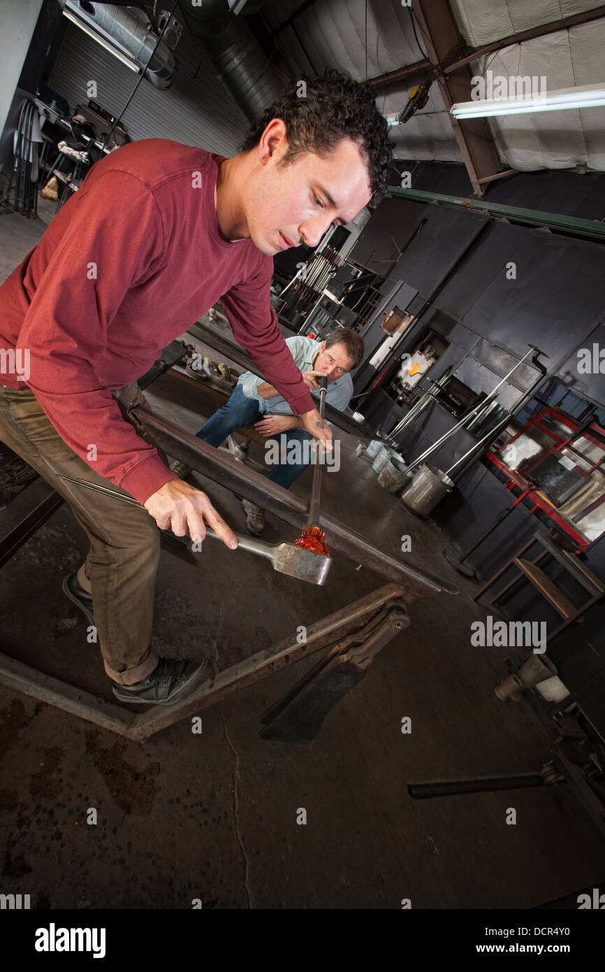 Students Making Glass Art Vase Stock Photo Alamy