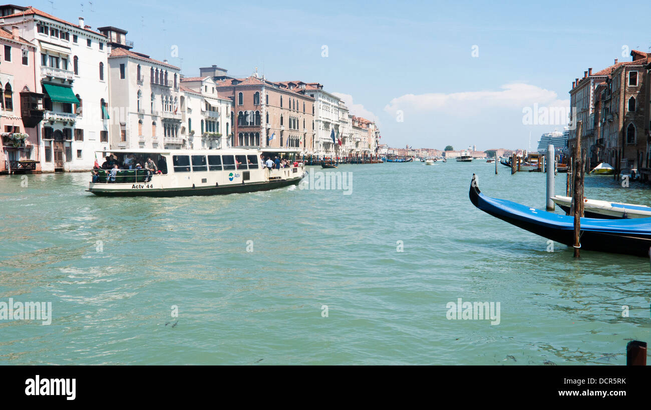 A water-bus on the Grand Canal, Venice, Italy Stock Photo