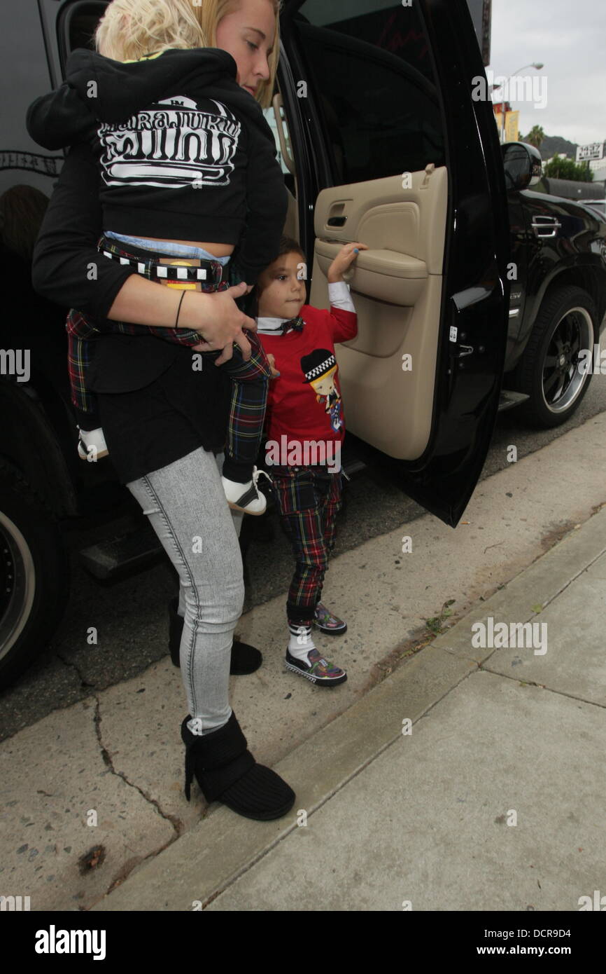 Zuma Rossdale and Kingston Rossdale Celebrities arrive at the 'Harajuku