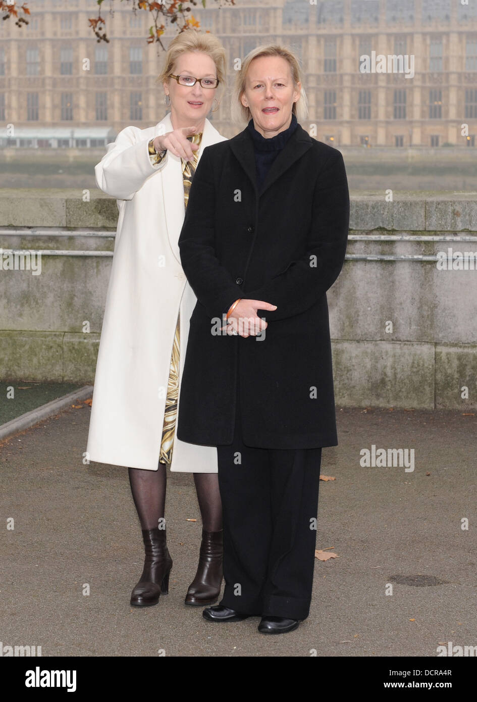 Meryl Streep and Phyllida Lloyd unveil the UK poster campaign for 'The Iron Lady' on the south bank London, England - 14.11.10 Stock Photo