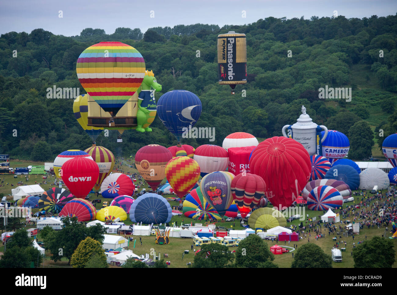 Bristol International Balloon Fiesta 2013, showing the mass ascent and landing of more than 100 balloons at this annual event. a UK Stock Photo