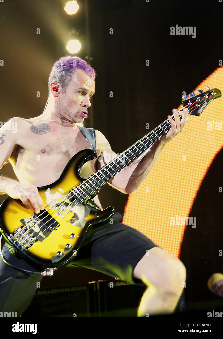 Michael Balzary aka Flea of the Red Hot Chili Peppers performing at  Manchester MEN Arena. Manchester, England - 14.11.11 Stock Photo - Alamy