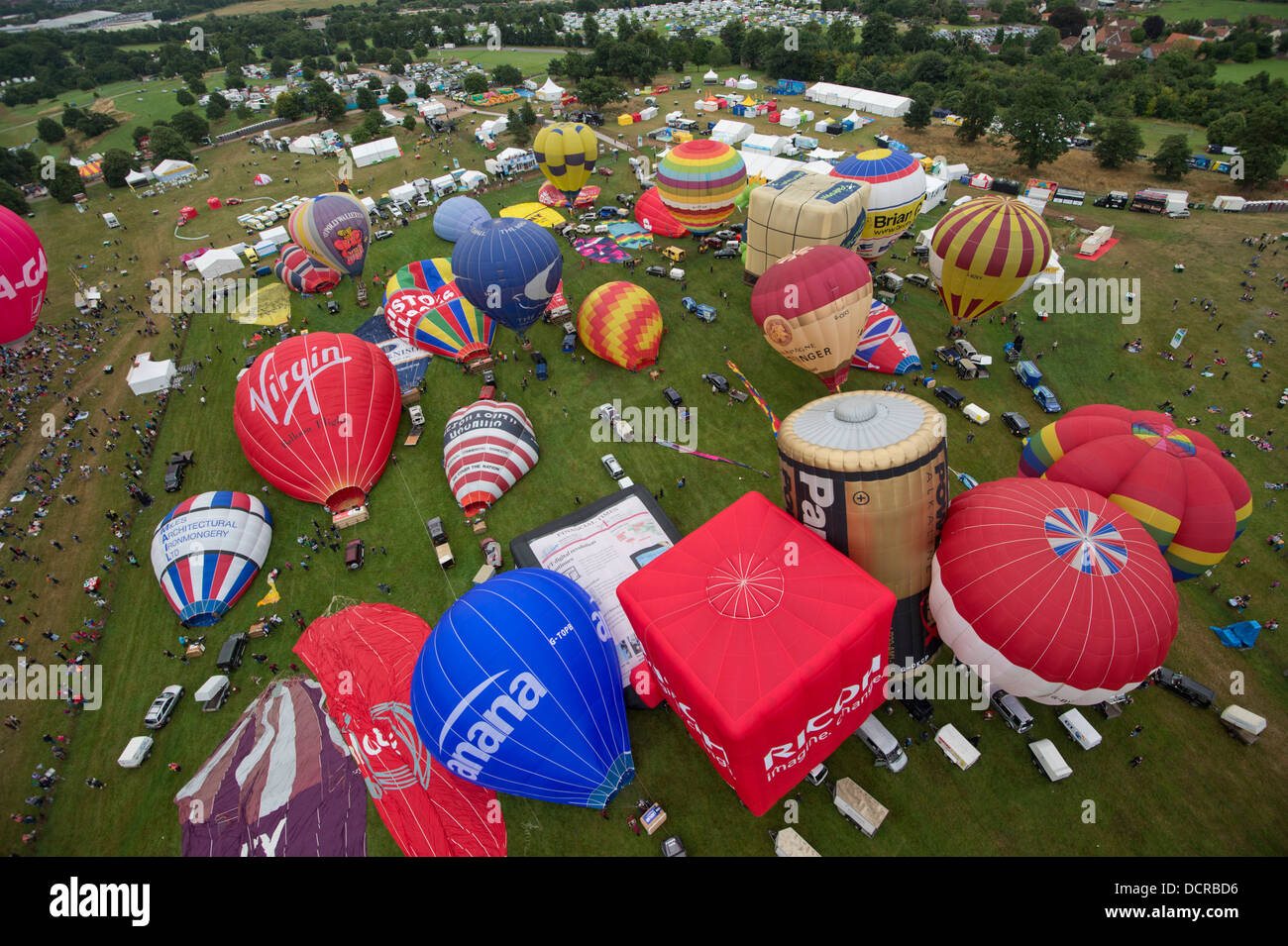 Bristol International Balloon Fiesta 2013, showing the mass ascent and landing of more than 100 balloons at this annual event. a UK Stock Photo