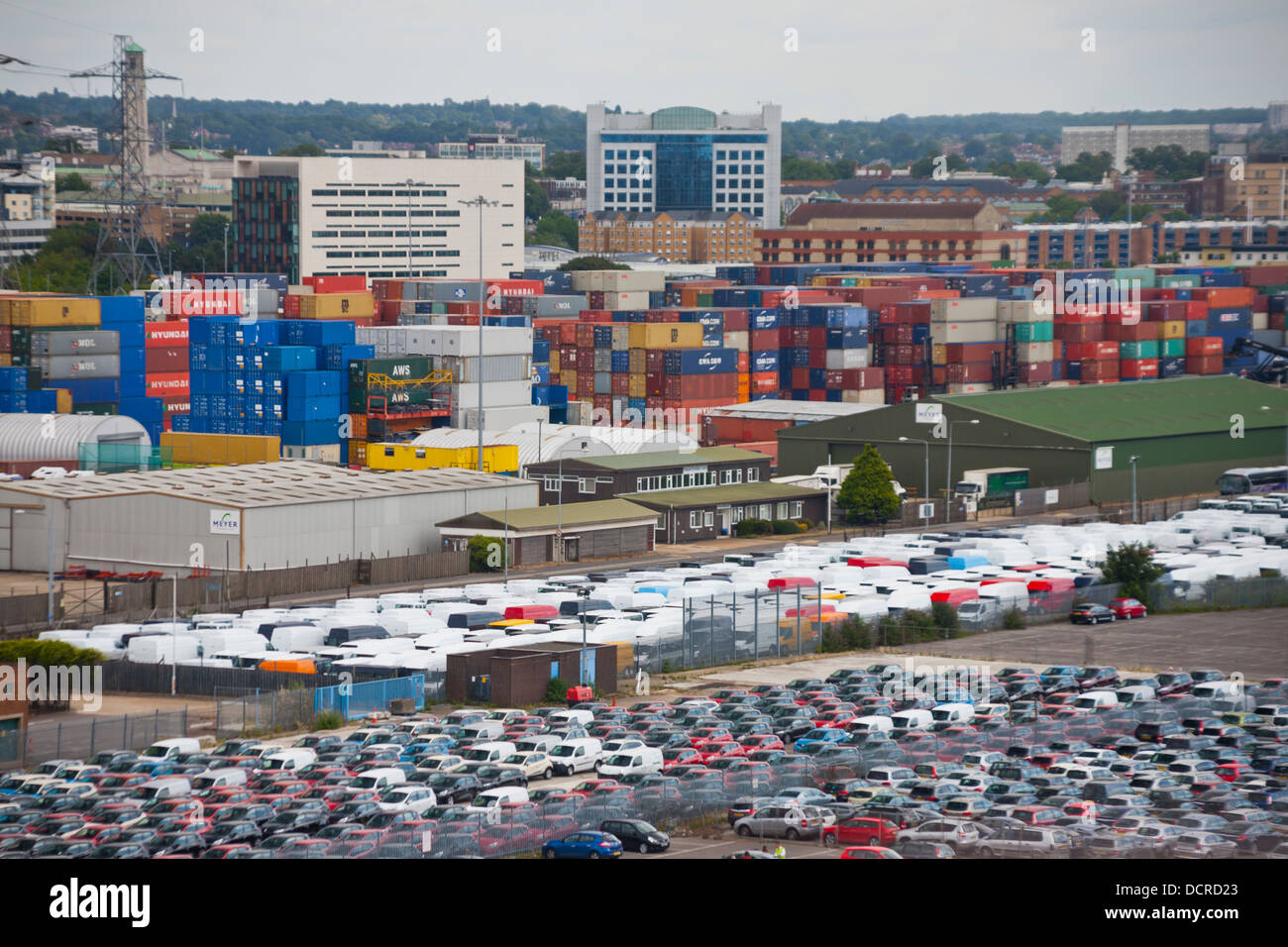 Container Terminal And Car Park At The Port Of Southampton