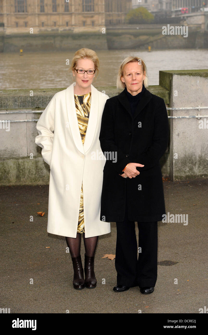 Meryl Streep and Phyllida Lloyd unveil the UK poster campaign for 'The Iron Lady' on the south bank  London, England - 14.11.10 Stock Photo