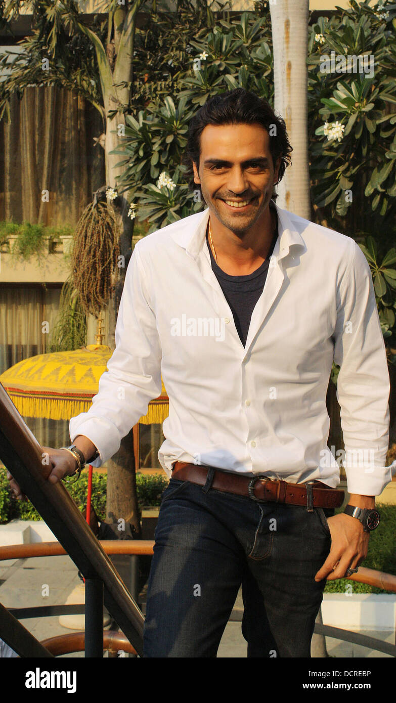 Bollywood actor Arjun Rampal  poses for media during a photocall to promote Starworld's new teleserial 'Loves to Hate U' which he will host New Delhi, India - 15.11.11 Stock Photo