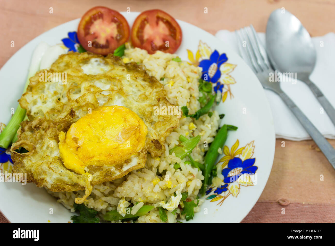 Fried rice and Fried egg Stock Photo